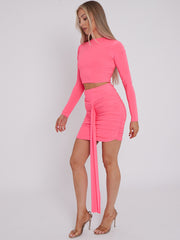 Slinky Ruched Drape Skirt Coord