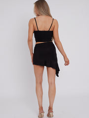 Slinky Ruffle Detalle Crop Top & Skirt Coord