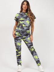 Camouflage korte mouw boxy loungewear coördin