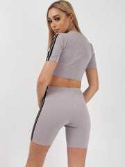 Side Stripe Crop Top & Shorts Co-ord