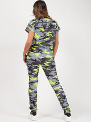 Camouflage korte mouw boxy loungewear coördin