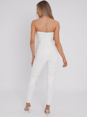 Slinky Ruched Bodycon Fit Bandeau Jumpsuit