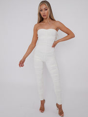 Slinky Ruched Bodycon Fit Bandeau Jumpsuit