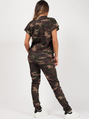 Camouflage korte mouw boxy loungewear coördin