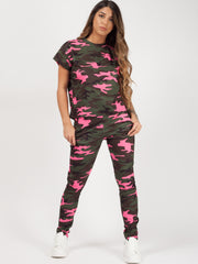 Camouflage korte mouw boxy loungewear coördin