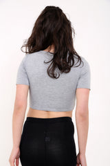 Love Soul Rose Print Eyelet Crop Top