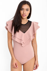 Double Frill Mesh Bodysuit