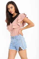 Double Frill Mesh Bodysuit