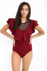 Double Frill Mesh Bodysuit