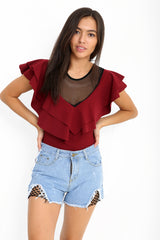 Double Frill Mesh Bodysuit
