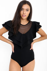 Double Frill Mesh Bodysuit