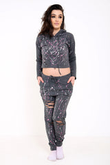 Lack Splash Distressed Kapuzenkapsel und Boden Loungewear