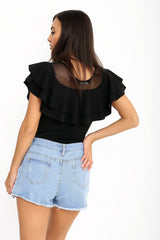 Double Frill Mesh Bodysuit