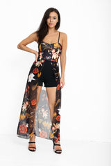 Playsuit de cajón de chifón con estampado floral Cami