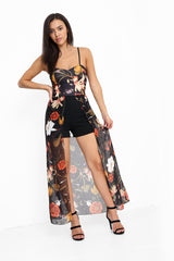 Playsuit de cajón de chifón con estampado floral Cami