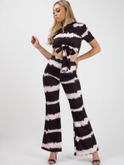 Tie Dye Knot Front Crop Top & Trouser Co-ord