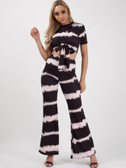 Tie Dye Knot Front Crop Top & Trouser Co-ord