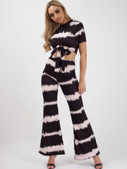 Tie Dye Knot Front Crop Top & Trouser Co-ord