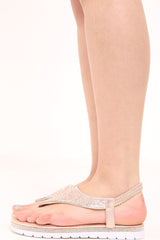 Diamante Embellished Metallic Sandals