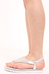 Diamante Embellished Metallic Sandals