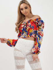 Floral Print Shirred Milkmaid Crop Top