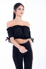 Ruched Bardot Crop Top