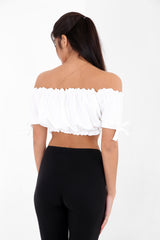 Ruched Bardot Crop Top