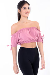 Ruched Bardot Crop Top