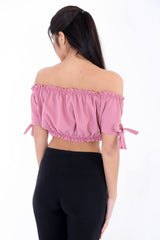 Ruched Bardot Crop Top