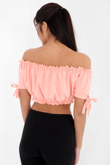 Ruched Bardot Crop Top