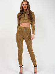 Olivia & Kady geweven gebreide crop-top & broekcoördinage