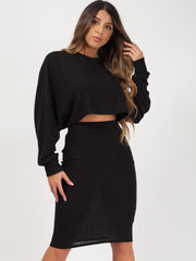 Bijgesneden batwing top & rok coördin
