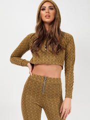 Olivia & Kady geweven gebreide crop-top & broekcoördinage