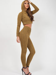 Olivia & Kady geweven gebreide crop-top & broekcoördinage