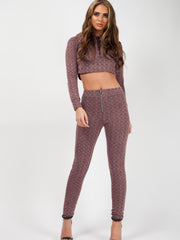 Olivia & Kady geweven gebreide crop-top & broekcoördinage