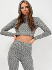 Olivia & Kady geweven gebreide crop-top & broekcoördinage