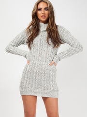 Kady & Olivia Roll Neck Cable Knit Jumper Dress