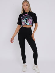 Disco Ball Graphic Printed Crop Top