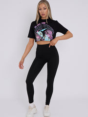 Disco Ball Graphic Printed Crop Top