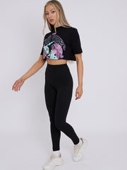 Disco Ball Graphic Printed Crop Top