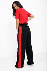 Side Stripe Paper Bag Wide Leg Trousers