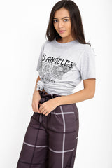 Diamante Embellished Los Angeles Slogan T Shirt