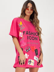 Oversized Fashion Icon Printed T-Shirt