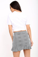 Multi Check Frill Hem Mini Skirt