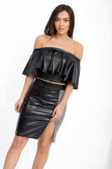 Grauer Check PU Bodycon -Rock