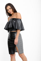 Grauer Check PU Bodycon -Rock