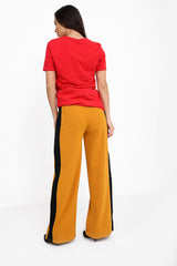 Side Stripe Paper Bag Wide Leg Trousers