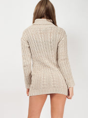 Kady & Olivia Roll Neck Cable Knit Jumper Dress