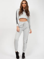 Side Stripe Cropped Loungewear Set