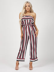 Gestreepte franje bandeau culotte jumpsuit